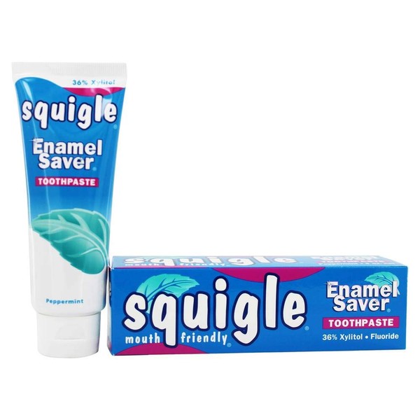 Squigle Enamel Saver Toothpaste, Canker Sore Treatment and Prevention, SLS Free Toothpaste, 36% Xylitol Toothpaste, Prevents Cavities, Perioral Dermatitis, Bad Breath, Chapped Lips - 1 Pack