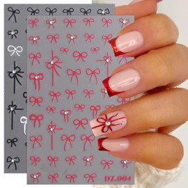 JMEOWIO 4 Sheets Colorful Bow Nail Art Stickers Decals Self-Adhesive Nail Supplies Nail Art Design Decoration Accessories