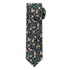 Jacob Alexander Men's Meadow Floral Pattern 2.5 inch Slim Width Neck Tie - Green/Navy
