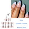 Press on Nails for Women Short Flowers French Almond Nail