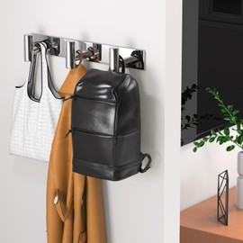 VINHOLD Wall Mounted Coat Rack-3 Hooks, Heavy Duty Stainless Steel Wall Hooks for Towel Coat Bag, Hat Rack Coat Hanger Coat Hooks Towel Racks for Bathroom Entryway Kitchen Hotel (Glossy, 1 Pack)