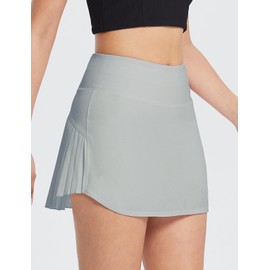 baleaf Women's Pleated Tennis Skirt Golf Skorts for Woman High Waisted Lightweight Athletic Shorts Pockets, Light Grey, Medium