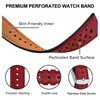 Anbeer Perforated Genuine Leather Watch Band,22mm Luxurious Gloss Replacement Watch