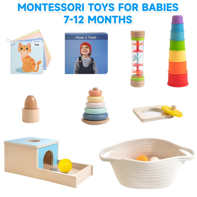 WOODMAM Montessori Toys for Babies 6-12 Months, 9 in 1
