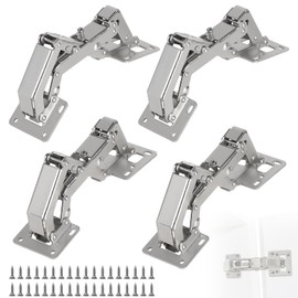 EFUTURETIME 4 x 175 Degree Hinges for Cabinet Doors, Adjustable, Soft Close Hinges, Door Hinge with 36 Screws, Furniture Hinges for Cabinet, Wooden Door