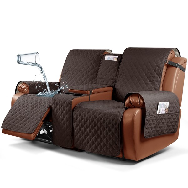 Ruaozz Ruaozz Waterproof Recliner Loveseat Cover with Console Non-Slip Couch