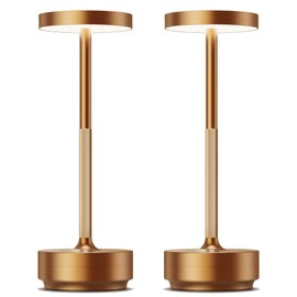 SAKRINGT 2 Pack Rechargeable Cordless Table Lamp - Battery Operated LED Portable Table Light with 3 Color Stepless Dimming, Memory Function - IP54 Waterproof for Outdoor, Restaurant, Patio, Camping