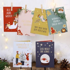 Papierdrachen Christmas Cards | 6 Christmas Greeting Cards as Folding Card Including Envelope for Advent Season - Stylish Design for Christmas Time - Couples Motif - Christmas