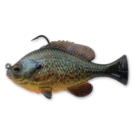 Savage Gear Pulse Tail Bluegill RTF Fishing Bait, 3/8 oz, Pumpkinseed, Realistic Contours, Colors and Movement, Durable Construction, Heavy-Duty Fishing Hook, Built-in Rattle