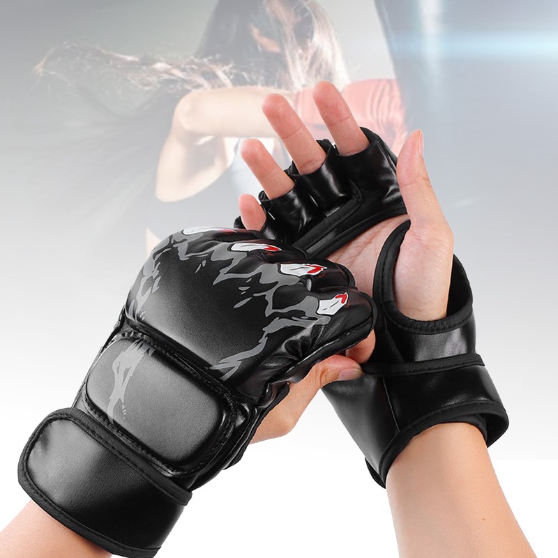 Half Finger Boxing Gloves Punching Bag Open Palms Fighting Kickboxing