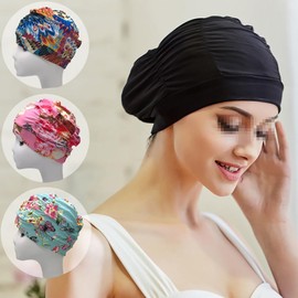 Pleated Swimming Hats Long Short Hair Swim Cap Swimming Pool Head Cover Elastic Bathing Turban Caps for Adult Men Women