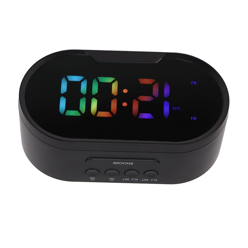 Digital Clock LED Alarm Big Digits Color Display Dimmable Adjustable