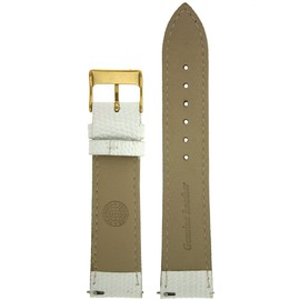 Tech Swiss 14mm Watch Band Genuine Leather Lizard Grain White Quick Release Built-in Pins Ladies Gold-tone Buckle