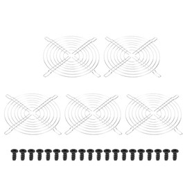 PATIKIL 150mm Fan Grill with Screws, 5 Pack Chrome Plated Iron Frame Ventilator Grills Protector Mesh Dustproof Case Cover for Computer PC, Silver Tone