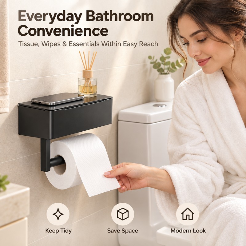 Stainless Steel Toilet Paper Holder with Wet Wipe Storage Box