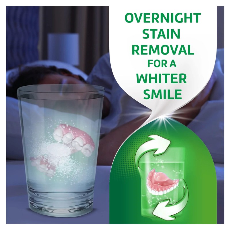 Polident Overnight Whitening 120 Tablets Easily Remove Stains Plaque Bundle