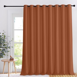 NICETOWN Patio Door Curtain for Bedroom Darkening, Grommet Light & Heat Blocking Room Divider Curtain Panel Window Drape for Patio/Living Room, Burnt Orange, W120 x L108, 1 Panel
