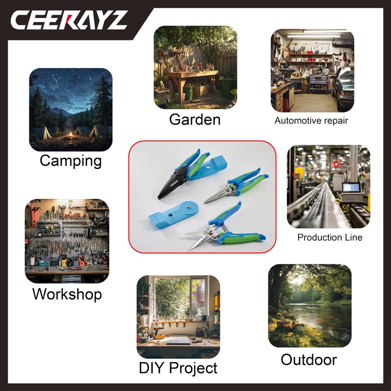 CEERAYZ 185mm Notch Scissors All Purpose Heavy Duty, Garden Shears,