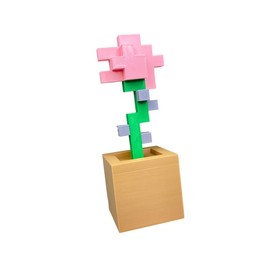 Pixelated Rose Plant for Gaming Decoration - Made in the USA - Decorative animal figurine - Color: Bubblegum