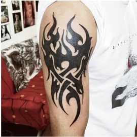 10 Láminas De Tatuajes Tribales Negros: Diseños De Dragón, Búho, Águila Y Cruz. Pegatinas De Tatuajes Temporales Resistentes Al Agua Para Adultos Y Ni