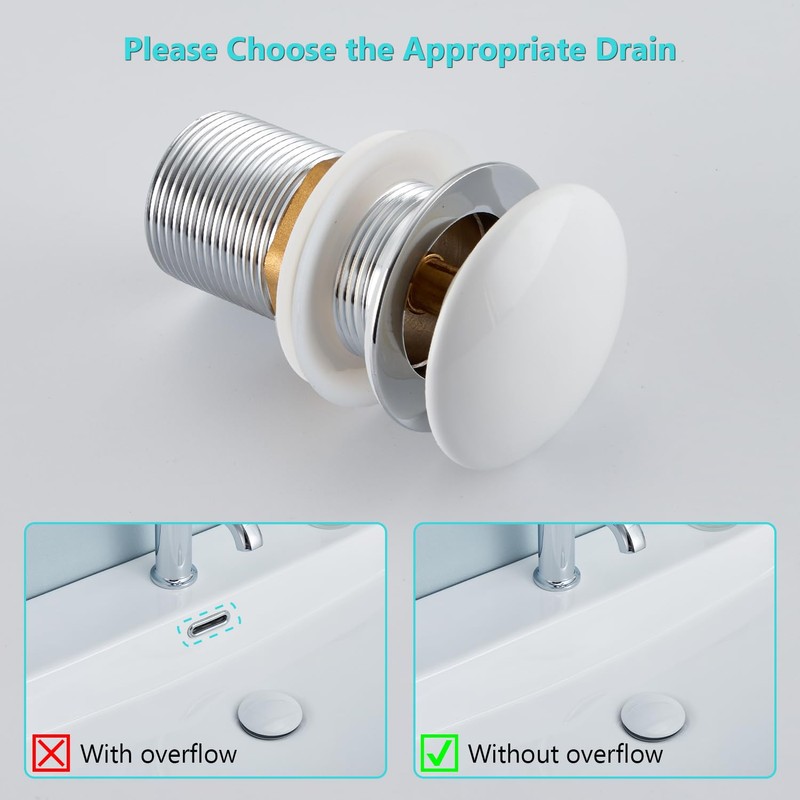 Ulytid Ceramic Pop Up Valve Drain Fitting for Washbasin, Universal