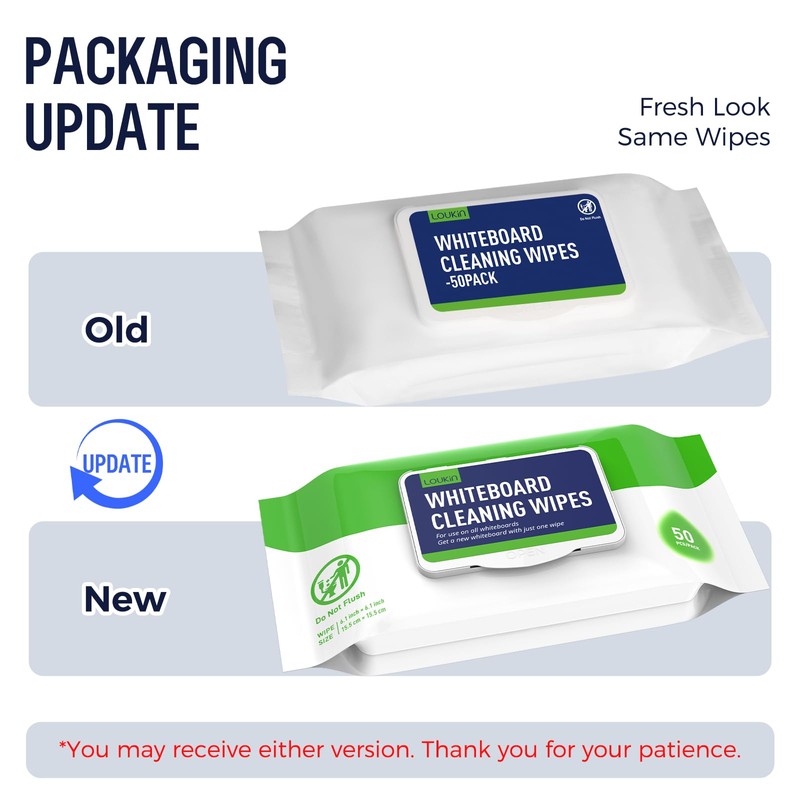 LOUKIN Dry Erase Wipes, Whiteboard Cleaning Wipes, Non-Toxic Cleaning Wipes