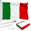 G128 Flag Pole 6FT Silver & Italy Italian Flag 3x5FT