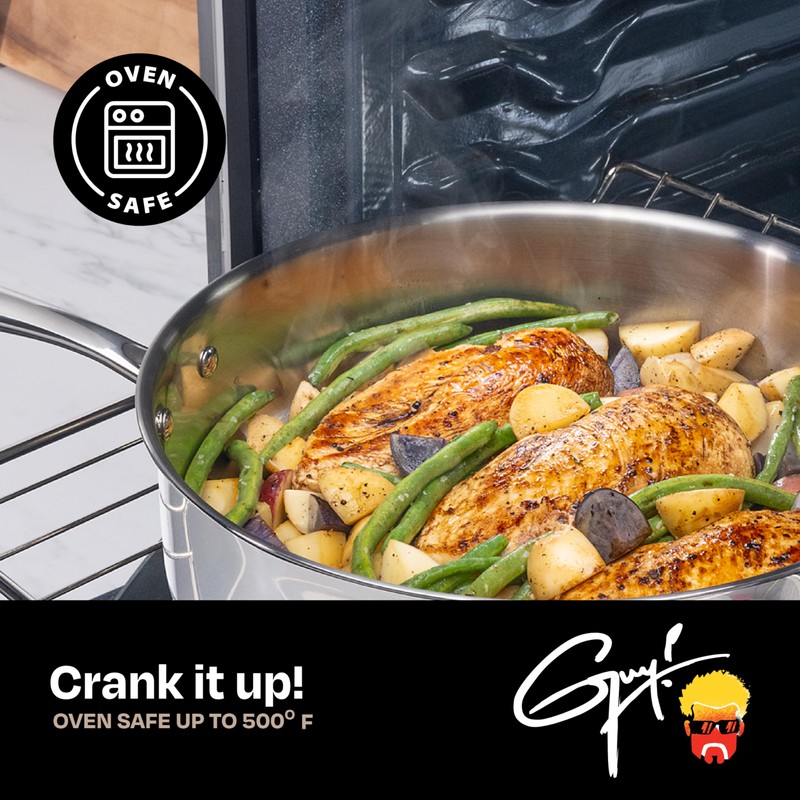 Guy Fieri's Flavortown 3.2-Quart Stainless Steel Sauce Pan with Tempered
