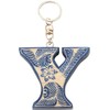 Toss Dice Keychain BLUE BATIK Wood Alphabet Key Ring Y