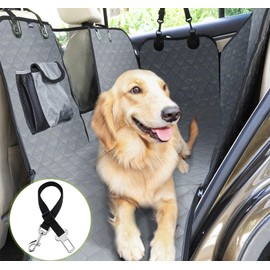 Dog Car Seat Cover for Back Seat, Pecute Dog Seat Cover with Perspective Mesh, Storage Bags, Hammock - Waterproof Scratchproof Nonslip, Durable Car Seat Covers for Dogs for Car SUV Truck (57''x 53'')
