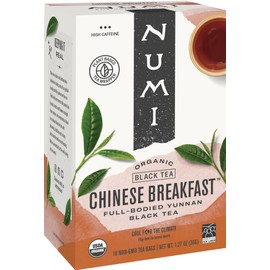 Numi Organic Tea Chinese Breakfast, 18 Count Box of Tea Bags, Yunnan Black Tea (Packaging May Vary)