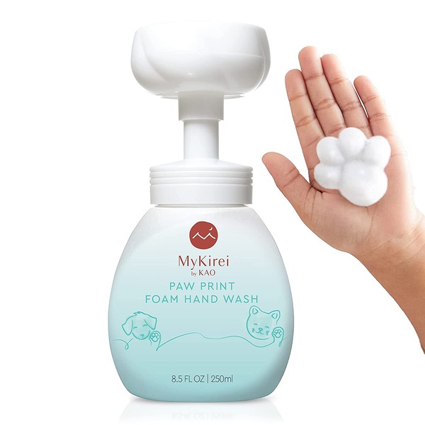 MyKirei by KAO Paw Print Foam Hand Wash Soap, Nourishing, Paraben Free, Cruelty Free and Vegan Friendly, Sustainable Bottle, 8.5 oz. Pump, White