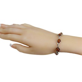 HolidayGiftShops Sterling Silver Honey Baltic Amber Bracelet Willow, Genuine Baltic Amber Bracelet for Women, Amber Jewelry for Women, Amber Bracelets for Adults, Sterling Silver Collection