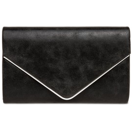 Caspar TA349 Women's Elegant Clutch Bag Evening Bag with Long Chain, black