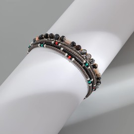 Boho Anklet Braided Beaded Ankle Bracelets for Women Beach Summer Plus Size Adjustable Draw String for Women, 11 inches, Crystal, crystal