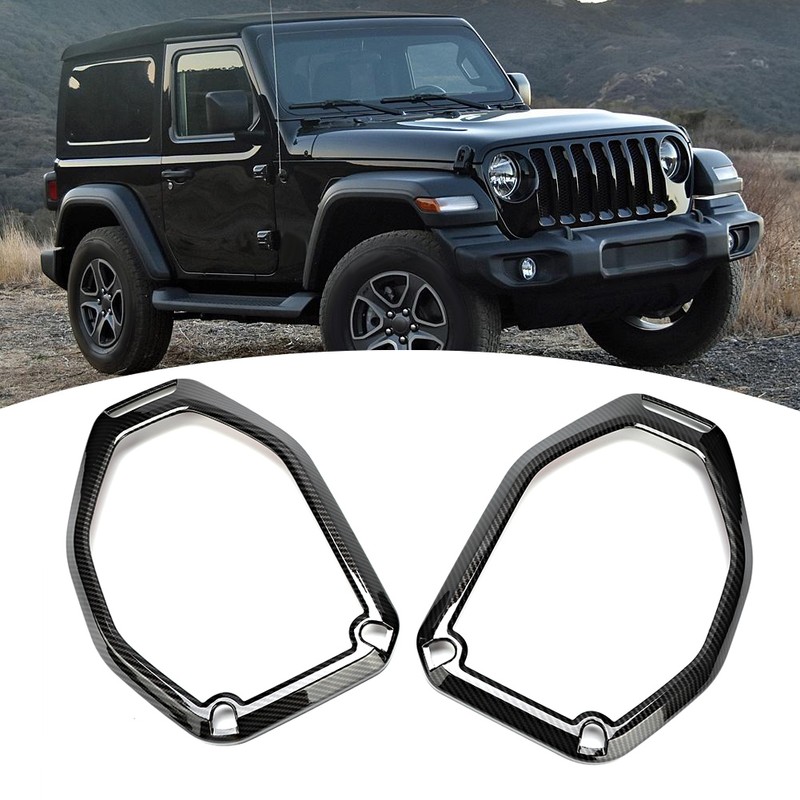 2Pcs Car Carbon Fiber Texture Roof Speaker Ring Cover Trim