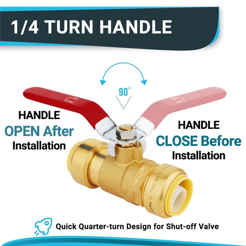 (Pack of 10) Seelink 1/2 Inch Push-Fit Ball Valve with