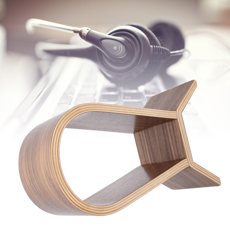 Headphone Holder Bluetooth Headset Integrated Curved Display Stand Storage AccessoryWood