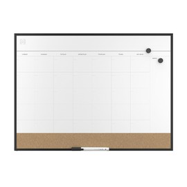 TRU RED Magnetic Steel Dry Erase Combo Board, Black Aluminum, 17-inch x 23-inch