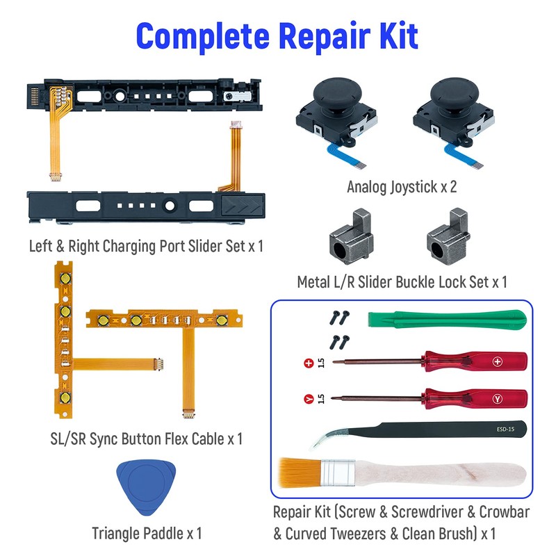 Mcbazel 18 in 1 Replacement Repair Kit for N-Switch Joy-Con