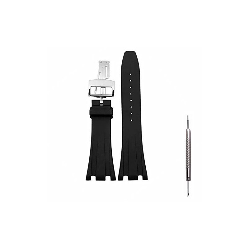 Kevisae Black Rubber Silicone Watch Band Compatible with Audemars Piguet
