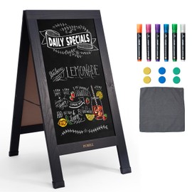 Large Sandwich A-Frame Chalkboard Sign - 40 x 20 Inches Magnetic Wooden Chalk Board for Sidewalk, Stand up Double-Sided Outdoor Easel Display for Restaurant Cafe Shop Wedding Party or Business