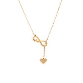 Winssigma 18K Gold Stainless Steel Bee Honeycomb Necklace, Star Moon Necklace Dinosaur Necklace spider Necklace Adjustable Y Lariat Necklace for Women(Gold Infinity Heart)