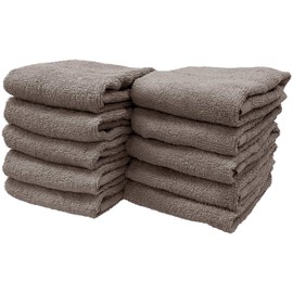8 Year Towel, Hand Towel, 13.4 x 13.8 inches (34 x 35 cm), 100% Cotton, Thin, Quick Drying, Highly Absorbent, Durable, No Bulk, Gray, Set of 10