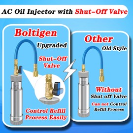 AC Oil Injector for R1234yf R134a R410a, AC Dye Injector with Shut-Off Valve, 1234yf Dye Injector with Backflow Prevention Function, AC Dye Oil Injector Kit with R1234yf R134a Couplers R410a Adapter