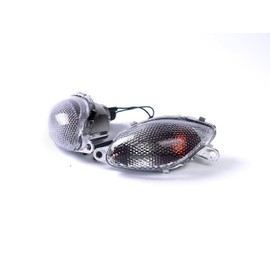 TOPZONE Fit for Suzuki 1999-2007 HAYABUSA - GSX1300R; Front Flasher Light Lamp Idicator Turn Signal+Halogen Bulbs (Clear, CHK Lens)