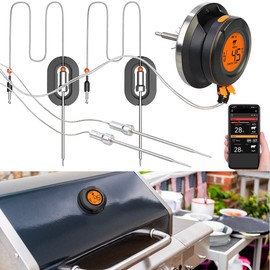 Rosenstein & Söhne Roasting Thermometer: Smart Digital Grill Thermometer, Conversion Kit, 4 Sensors, BT, App (Grill Thermometer Wireless, Lid Thermometer Digital, Meter)