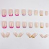 24pcs Cute Rainbow False Nails - Short Square Stick-on with