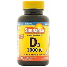 Sundance High Potency D3 Vitamin Supplement Quick Release Softgels 300 Ct 3 Pack