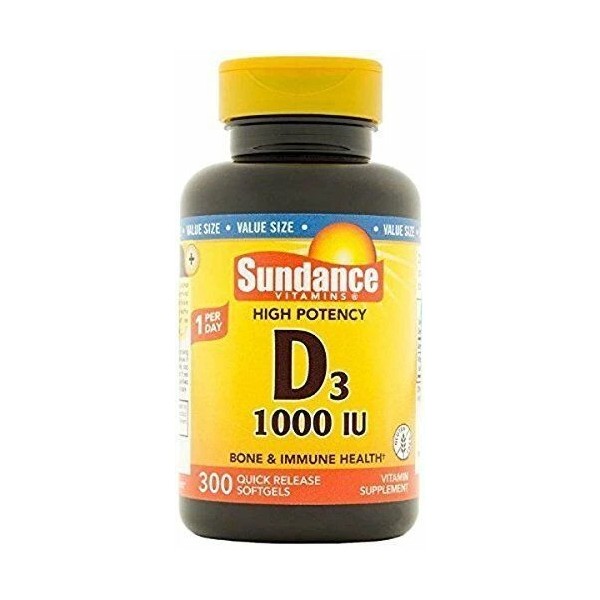 Sundance High Potency D3 Vitamin Supplement Quick Release Softgels 300